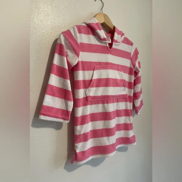 Lily & Dan Girls' Pink & White Striped Hooded Swim Coverup - Picture 3 of 4